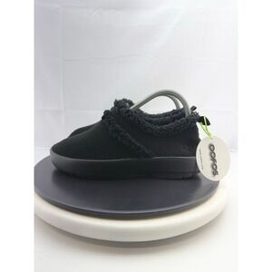 Oofos OOcoozie Low Mule Womens Sz 8 Black Sherpa Comfort Recovery Slip On Shoes